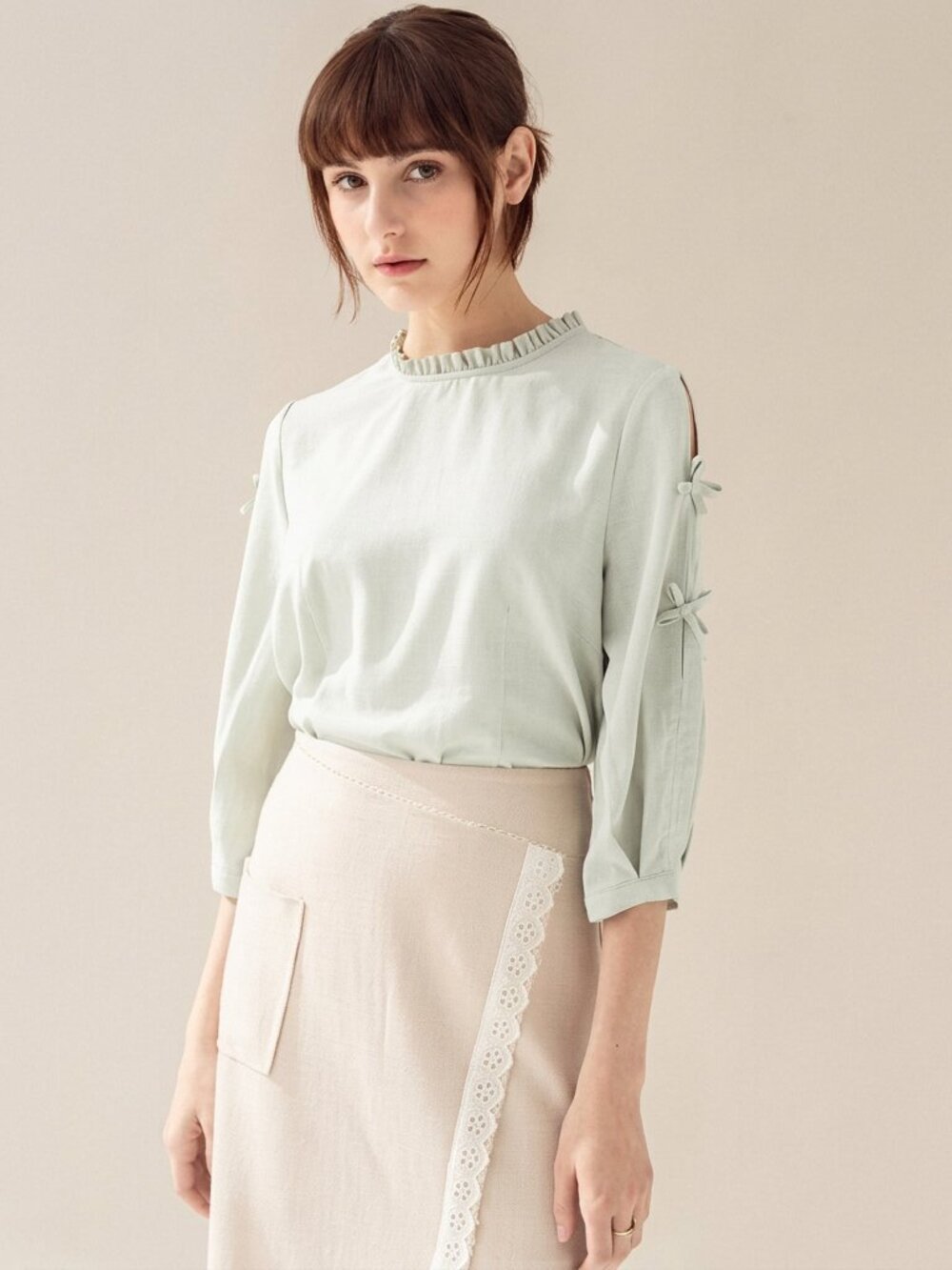 MISS PATINA Dorothy 3/4 sleeve blouse in mint